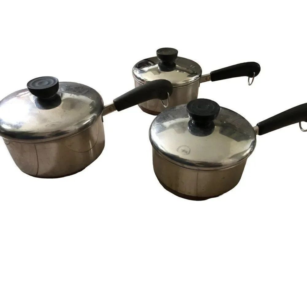 Vintage Revere Ware Copper Bottom Cooking Set Pot Pan Lot of 10